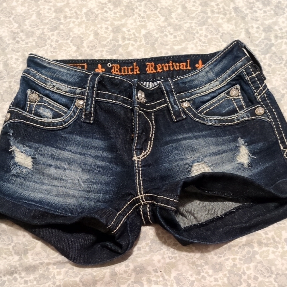 Rock Revival Women's Distressed Indigo Jean Shorts